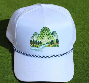 Golf <b>Caps</b> Custom 3D Embroidery Mountain Landscape Logo Solid Color Curved Brim Side Pattern Rope Man Women Wholesale ODM Injae - Product Image 2