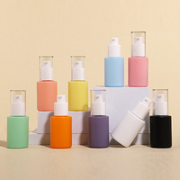 Bunte weiße Pumpe 30ml Flasche Frosted Flat Shoulder ätherisches Öl Serum Glasflasche