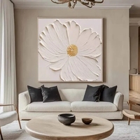 Décoration de salon, œuvre d'art classique en 3D, grande fleur blanche, peinture à la main, art mural moderne, peinture à l'huile de fleurs blanches