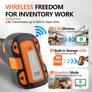 เครื่องสแกนบาร์โค้ด 2 มิติ สำหรับอุตสาหกรรม ไร้สาย 2.4G ความจุ 500K พร้อมระบบตรวจจับอัตโนมัติ สำหรับร้านค้าปลีก ระบบ POS และคลังสินค้า - Product Image 5