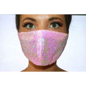 Maschera per il viso di paillettes rosa per bambini - Product Image 1