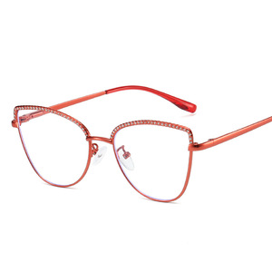 Thanh lịch kim loại sáng bóng khung mắt mèo mắt màu xanh ánh sáng Chặn kính khung 2025 Phụ nữ sexy máy tính Kính mắt thời trang nữ - Product Image 6