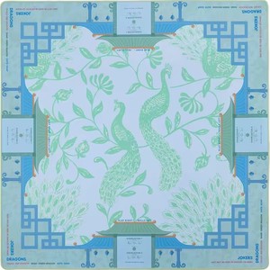 Tapis de Mahjong américain Chinoiserie Paon Vert, motif Lotus, antidérapant, imperméable, en caoutchouc, pour 4 joueurs, règles de <span class=keywords><strong>poker</strong></span> Charleston - Product Image 1