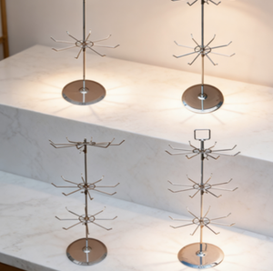 Support d'exposition en acier inoxydable métallisé chromé, 2 <span class=keywords><strong>étagère</strong></span>s, autoportant, couleur argent - Product Image 2