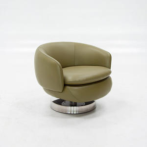 Fauteuil pivotant en acier inoxydable - Chaise pivotante minimaliste italienne |   Fauteuil individuel de luxe léger pour villa et penthouse - Product Image 4