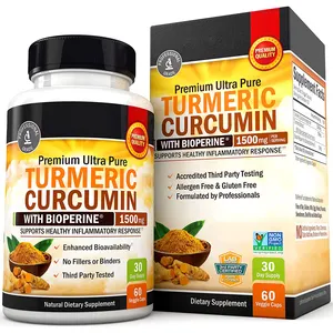 OEM organik bitkisel zerdeçal Curcumin kapsül takviyesi eklem ve % 95% standartlaştırılmış Curcuminoids ile sağlıklı inflamatuar destek