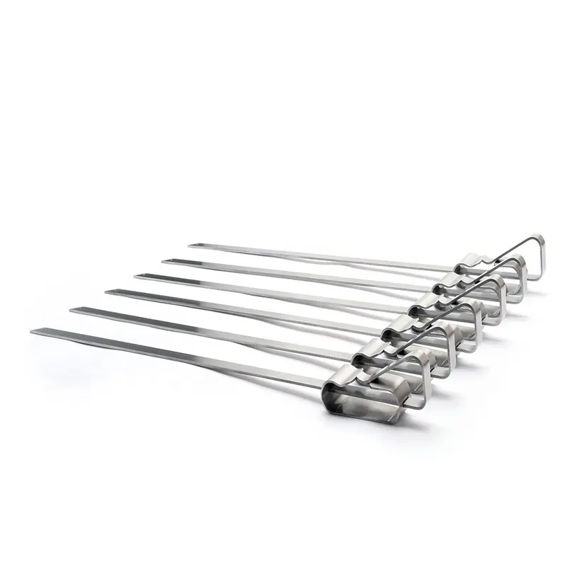 High quality 6pcs bbq stainless steel Kabob Skewers with Slider for Grilling bbq tools set outdoor barbecue grill utensils