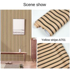 Papier peint <span class=keywords><strong>PVC</strong></span> auto-adhésif 0.25mm papier peint autocollant Style pour hôtel réception fond bande en bois <span class=keywords><strong>Grille</strong></span> murs - Product Image 4