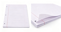 Papier de remplissage ligné à 3 trous, lignage collège et lignage large, 200 feuilles (400 pages), 8,5 x 11 pouces, recharge pour classeurs à 3 anneaux
