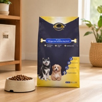 Sachet refermable à fond plat de 1,5 kg, 1,8 kg, 2 kg, conception personnalisée, sac scellé robuste pour l'emballage d'aliments pour chiens, chats et animaux de compagnie