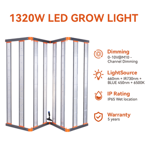 ไฟปลูกพืช LED แบบไตรไทล์ DLC ETL 1320W 3.0 umol/j 3828 umol/s เต็มสเปกตรัมหรี่แสงได้ IP65เติบโตได้สำหรับการเพาะปลูกเชิงพาณิชย์ - Product Image 3