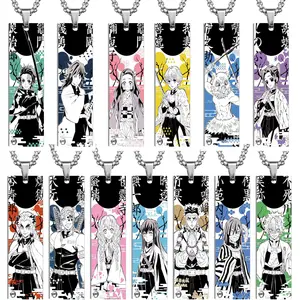 14designs Japan Anime Colorful Stainless Steel Jewelry Titanium steel Demon Slayer Pendant Necklace For Anime Fans