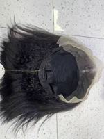 Perruque Bob Courte Noire 13x4 HD Lace Frontal Cheveux Humains Raides Crépus 100% Naturels avec Bords Bouclés Afro Yaki, Perruques Sans Colle avec Fermeture 5x5