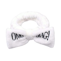 Belle couleur Beige mignon maquillage bandeau accessoires microfibre lettre bandeau pour laver le visage