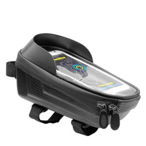 Sac avant de vélo avec poche pour téléphone, 1,5 L, étanche, noir, rangement sur barre transversale, pour cyclisme et utilisation en extérieur - Product Image 1