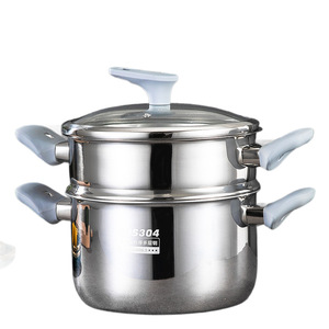 304 Stainless Steel <b>Steamer</b> Pot Double Layer With Lid For Cooking Food Grade Safe Eco Friendly - Product Image 1