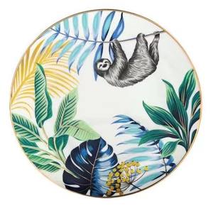 非洲豪华装饰陶器热带森林和老虎设计精美骨瓷餐具婚礼用金色陶瓷板 - Product Image 6