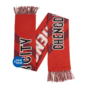 प्रत्यक्ष निर्माता कस्टम डिज़ाइन फुटबॉल फैन क्लब स्कार्फ मुद्रित पैटर्न थोक बुना हुआ स्कार्फ