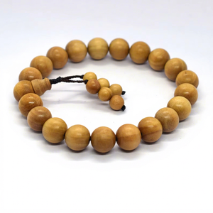 Trendy Geometric Buddhist 8MM 24 Beaded Natural Sandalwood <b>Bracelet</b> - Product Image 1