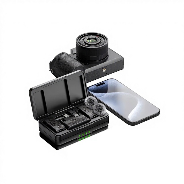 Ulanzi A-100 Wireless Omni-directional Lavalier Microphone 20M Transmission Range Street Interviews Music Video Record Phone