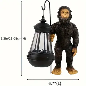 Statue de jardin Bigfoot en résine réaliste, lanterne lumineuse, texture de fourrure réaliste, décoration de Noël d'extérieur, lumière solaire, créature forestière - Product Image 6