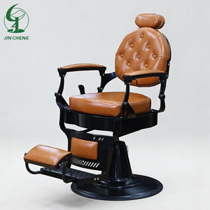 Sillón de Peluquería de Cuero Naranja con Mechones, Muebles de Salón de Belleza de Lujo, Silla de <span class=keywords><strong>Barber</strong></span>ía Resistente para Estilistas, Venta al por Mayor - Product Image 1