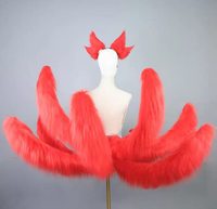 Ensemble de queues de renard à neuf queues pour cosplay, en fausse fourrure, accessoires pour fêtes d'Halloween et anime, vente en gros, personnalisable, multicolore