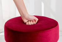 Meubles de chambre à coucher, tabouret de maquillage rouge, tabouret de chambre à coucher, repose-pieds en velours bleu, escabeaux, poufs ronds avec pieds en métal doré