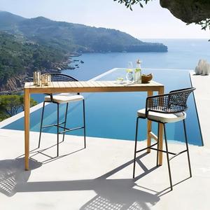 Nordic Rope Rattan aluminum Waterproof Dinning <b>Chair</b> Patio Restaurant Aluminium Stackable Outdoor bar <b>Chair</b> for Garden hotel - Product Image 1