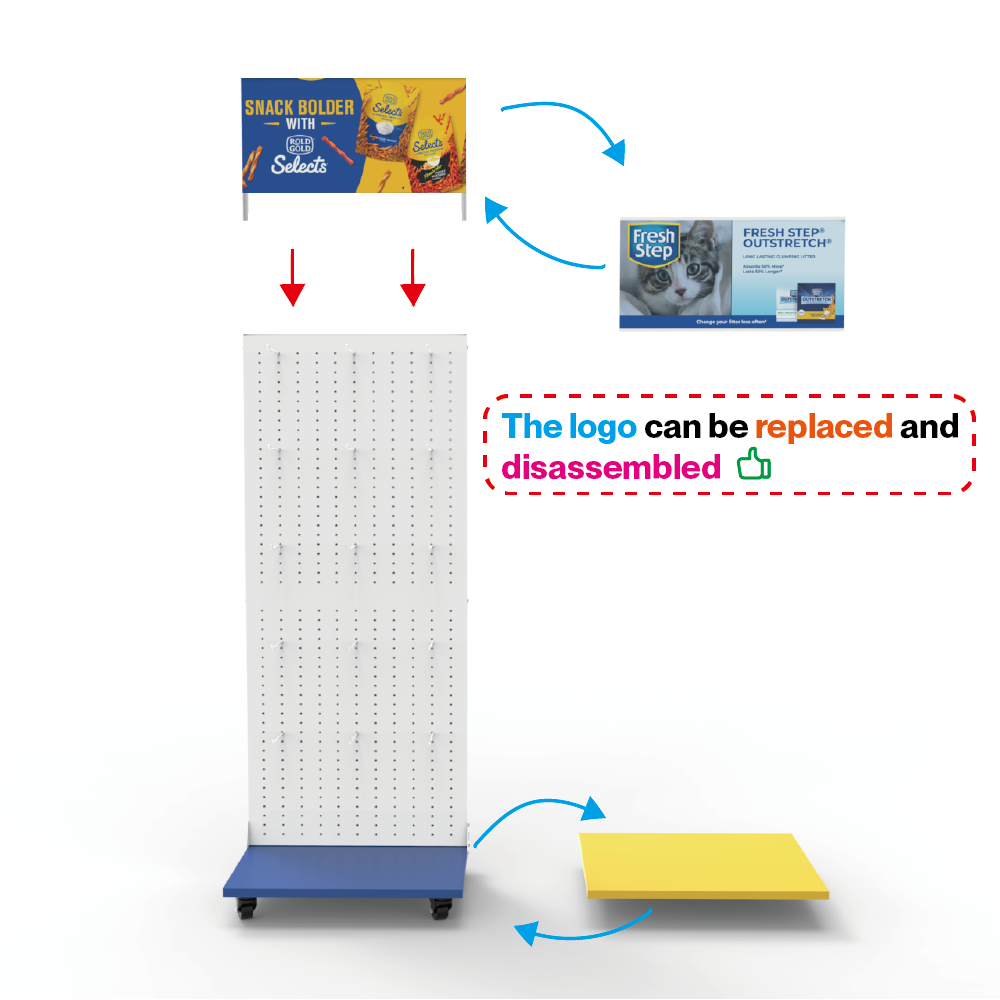Apache Customized Double-Sided Metal Modern Durable Display Stand Pegboard Display Rack Hanging Box Display for Retail Shops — view 4