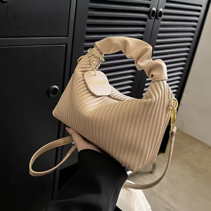 Unique Personality Wrinkled Striped Zipper Closure Women's Fashion Cross-Border Small <b>Square</b> Shoulder Bag Simple Designer Bags - Product Image 3