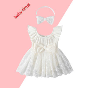 Conjunto de Vestido Blanco de Bautizo de Verano con Diadema de Encaje para Niñas de 0 a 18 Meses, Traje de Fiesta de Cumpleaños para Bebés, Incluye 2 Piezas Ecológicas - Product Image 6