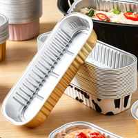 Barquette rectangulaire en aluminium de 200 ml, qualité alimentaire, jetable, compatible four, pour desserts et emballages à emporter