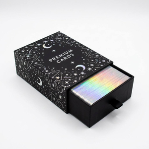 Cartes de <span class=keywords><strong>tarot</strong></span> personnalisées en usine, papier noir 350 g/m², finition lin, impression CMYK, <span class=keywords><strong>jeu</strong></span> de cartes de <span class=keywords><strong>tarot</strong></span> avec boîte tiroir et livret - Product Image 3