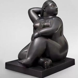 남자 인물에 아기 광택 단계를 들고 뚱뚱한 여자의 유명한 큰 청동 동상 - Product Image 3