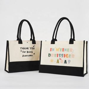 Sac fourre-tout en toile de coton laminé imperméable, écologique, avec logo personnalisé, forme carrée, avec poignée portable intégrée - Product Image 1