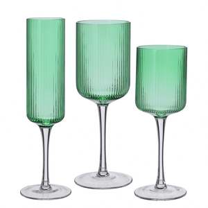 Verre à vin unique en cristal sans plomb à long pied, design classique à nervures colorées, 500-1000 ml, pour vin rouge, cocktail - Product Image 1