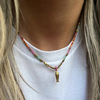 Mode coloré corail poisson collier de perles pour les femmes élégant chandail chaîne bijoux
