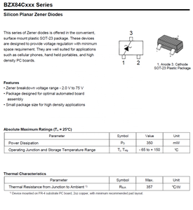 Diode Zener BZX84C5V1 SOT-23 0,35W 4,8-5,4V Tolerance +/-5% - Product Image 4