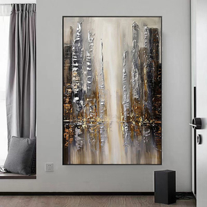 <span class=keywords><strong>Peinture</strong></span> d'art mural sur toile faite à la main tableau de ville moderne peint à la main paysage <span class=keywords><strong>abstrait</strong></span> bâtiment <span class=keywords><strong>peinture</strong></span> à l'huile pour la décoration intérieure - Product Image 5