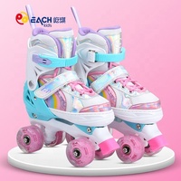 Patins à roulettes professionnels pour enfants à 4 roues, ajustables, avec semelle extérieure en cuir et PVC, pour le plaisir en extérieur (vente en gros)