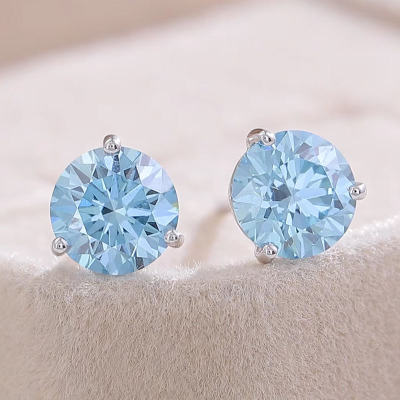 18k gold blue lab diamond earring