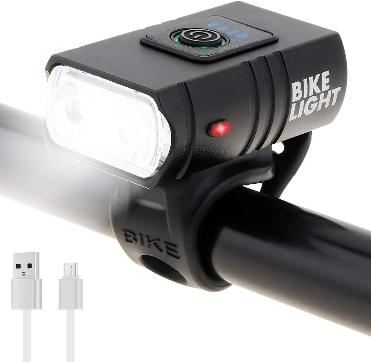 دراجة الطريق دراجة مقاومة للمطر ضوء الدراجات مصباح أمامي USB قابل للشحن مصباح يدوي ضوء
