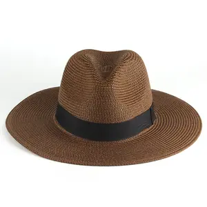 Chapéu da fedora para homens e mulheres, chapéu de tigela do verão, chapéu de palha de papel com logotipo personalizado