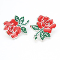 Pin Enamel Berlapis Perak Motif Mawar Merah Antik Modern Custom, Bros Logam Cor UV, Aksesoris Fashion Romantis Cinta