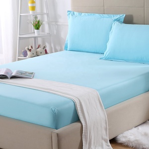 Bán Buôn Khách Sạn Dệt 100% Cotton Trắng Sateen Dệt 200TC 300TC Bộ Đồ Giường Đặt Nhiều Màu Trắng Đồng Bằng Khách Sạn Được Trang Bị Tấm Ga Trải Giường - Product Image 5