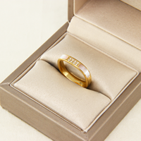 Bague en Acier Inoxydable Plaqué Or 14K PVD, Coquille de Zircon, Bijou Tendance pour Femme, Hypoallergénique et Étanche, Vente en Gros à Chaud