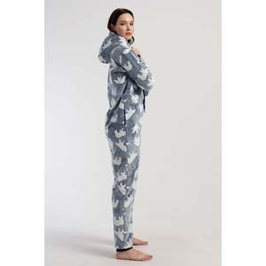 Mono de manga larga con capucha para mujer, con bolsillos con puños, para fitness, fiesta, otoño, hueco, midi, estampado, de una pieza - Product Image 3