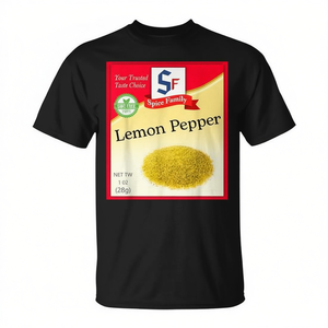 T-shirt à motif d'étiquette d'épices citron-poivre, design alimentaire portable, cadeau de fêtes - Product Image 2