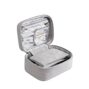 Bolsa de cosméticos de maquillaje Vintage de lujo para mujer, impermeable, de cuero PU NUBUCK, funda portátil con cierre de cremallera para viajes y almacenamiento - Product Image 4